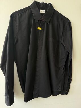 Thick Black Long-Sleeve Dress Shirt